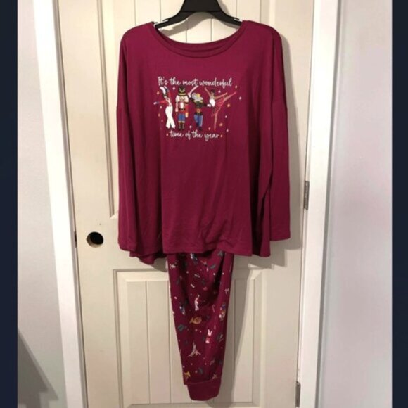 NEW 2Pc 3X 22W-24W Women's Soft Nutcracker Ballet Christmas Pajamas w/ Pockets - Picture 3 of 5